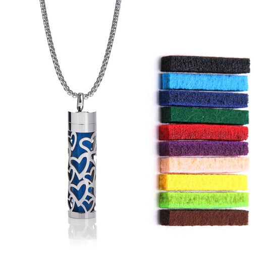New Aroma Diffuser Necklace LOVE Pattern Stainless Steel Essential Oil Diffuser Essential Pendant for Women Fashion Jewelry ﻿
